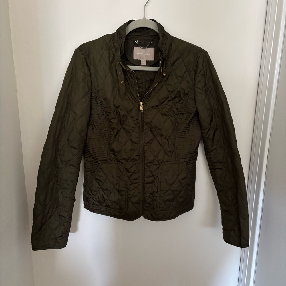 Banana Republic Dark Green Quilted Utility Jacket